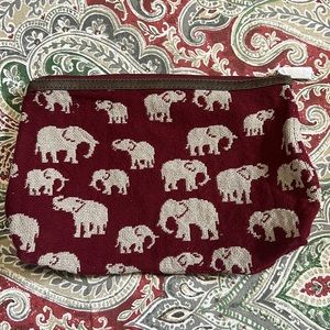 Thirty One Elephant print canvas zipper pouch
